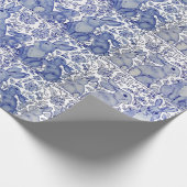 青ユニークウサギフローラ動物パターン ラッピングペーパー (角)