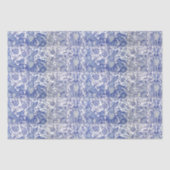 青ユニークウサギフローラ動物パターン 薄葉紙 (正面)