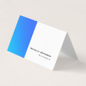 青ユニークスタイリッシュ白プレーンモダンシンプル 名刺 (正面)