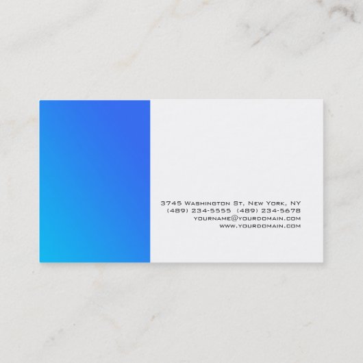 青ユニークスタイリッシュ白プレーンモダンシンプル 名刺 (裏面)