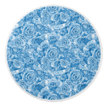 青ユニークバラセラミックノブ