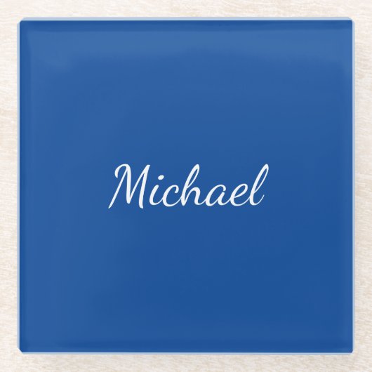 青ユニークプロフェッショナル書名 ガラスコースター (正面)