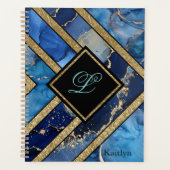 青ユニークモダン金ゴールド幾何学模様 プランナー手帳 (正面)