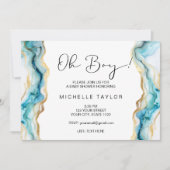 青ユニークモダンOh Boy赤ちゃんシャワー 招待状 (正面)
