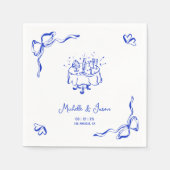 青ユニーク手お洒落引き弓フランスの写真 スタンダードカクテルナプキン (正面)