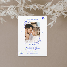 青ユニーク手お洒落引き弓フランスの写真 招待状