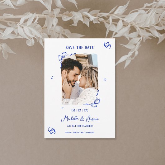 青ユニーク手お洒落引き弓フランスの写真 招待状