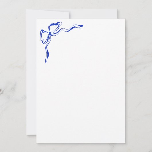 青ユニーク手お洒落引き弓フランスの写真 招待状 (裏面)