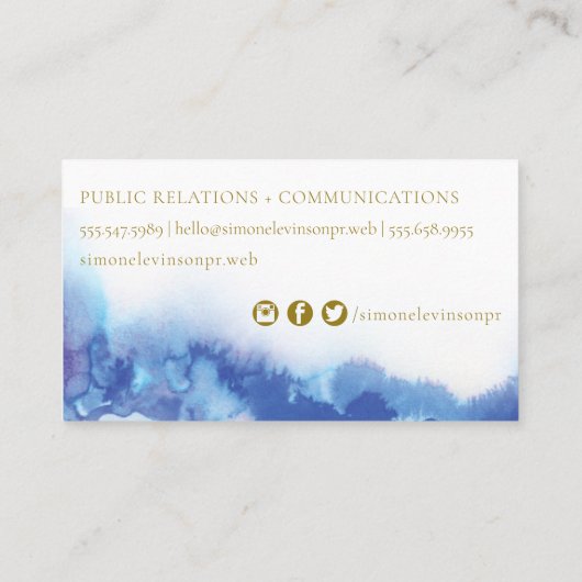 青ユニーク水色の形状 名刺 (裏面)