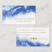 青ユニーク水色の形状 名刺 (正面/裏面)