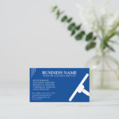 青ユニーク白ウィンドウ清掃サービス 名刺 (スタンド正面)