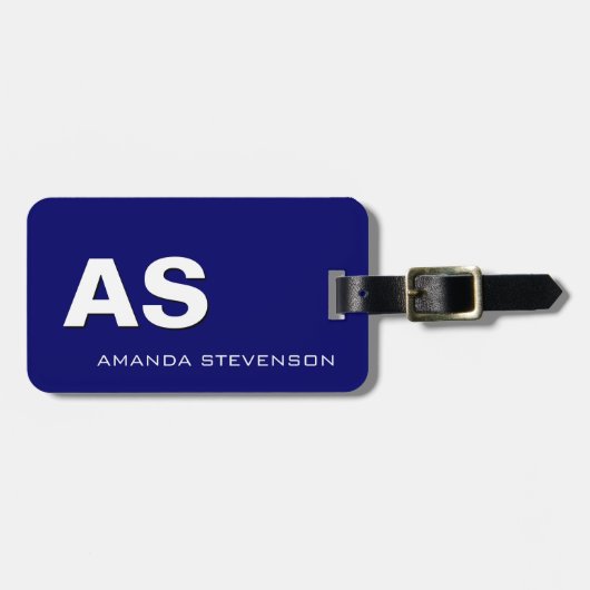 青ユニーク白スクリプトモノグラム荷物タグ ラゲッジタグ (正面横)