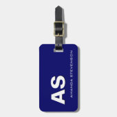 青ユニーク白スクリプトモノグラム荷物タグ ラゲッジタグ (正面縦)