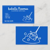 青ユニーク白メイドハウス清掃サービス 名刺 (正面/裏面)