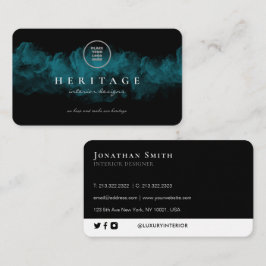 青ユニーク色の曇りと黒のロゴを追加 名刺