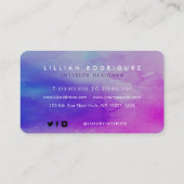 青ユニーク色ピンクと紫の装飾写真 名刺 (裏面)