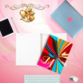 青ユニーク赤金ゴールドモノグラム液化抽象芸術 プランナー手帳