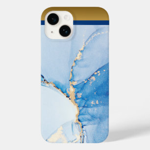 青ユニーク金ゴールド大理石パターンiPhone / アンドロイド Case-Mate iPhone 14ケース