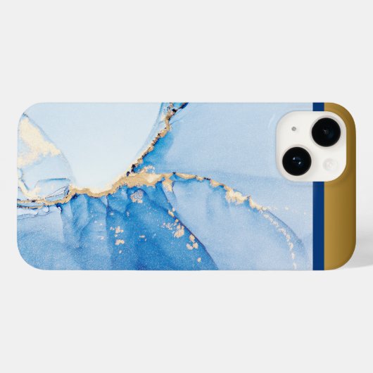 青ユニーク金ゴールド大理石パターンiPhone / アンドロイド Case-Mate iPhoneケース (裏面 (横))