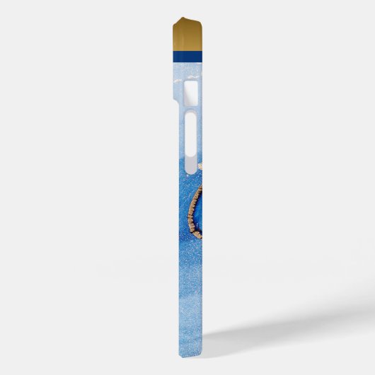 青ユニーク金ゴールド大理石パターンiPhone / アンドロイド Case-Mate iPhoneケース (裏面 / 左)