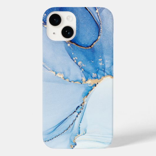 青ユニーク金ゴールド大理石パターンiPhone / アンドロイド Case-Mate iPhoneケース (裏面)