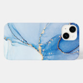 青ユニーク金ゴールド大理石パターンiPhone / アンドロイド Case-Mate iPhoneケース (裏面 (横))