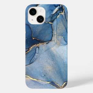 青ユニーク金ゴールド大理石パターンiPhone / アンドロイド Case-Mate iPhone 14ケース