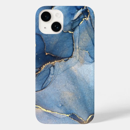 青ユニーク金ゴールド大理石パターンiPhone / アンドロイド Case-Mate iPhoneケース (裏面)