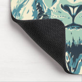 青ライオンマウスパッド |カラフルレトロライオン頭 マウスパッド (コーナー)