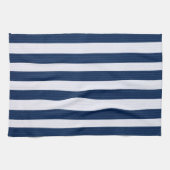 青リブ付きストライプのパターン キッチンタオル (横)