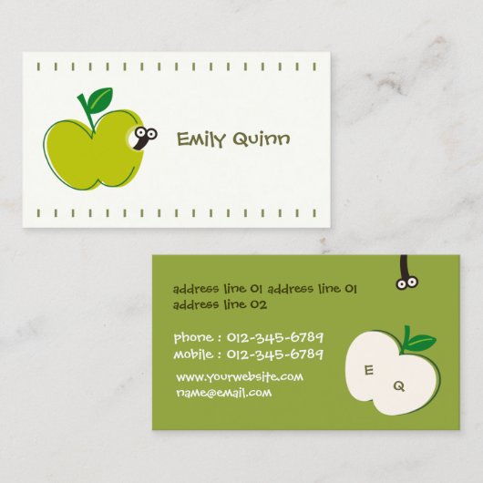 青リンゴと小虫 名刺 (正面/裏面)