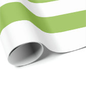 青リンゴ色および白く大きくストライプのな包装紙 ラッピングペーパー (ロールコーナー)