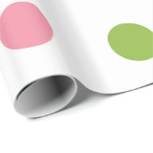 青リンゴ色のサーモンピンクの水玉模様の包装紙 ラッピングペーパー (ロールコーナー)