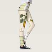 青リンゴ色のストライプなレギンスのレモン レギンス (右)