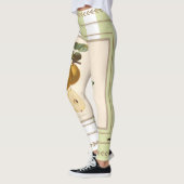 青リンゴ色のストライプなレギンスのレモン レギンス (左)