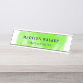 青リンゴ色の水彩画 デスクネームプレート (正面)