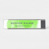 青リンゴ色の水彩画 デスクネームプレート (正面)