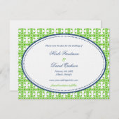 青リンゴ色の海軍楕円形のプレッピーな結婚式の保存日付 セーブザデート (正面/裏面)