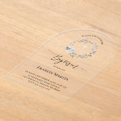 青リースバプテスマ アクリル招待状 (レイダウン)