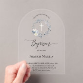 青リースバプテスマ アクリル招待状 (インサイチュ (ポータブル))