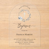 青リースバプテスマ アクリル招待状 (正面)