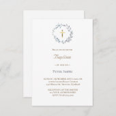 青リース | バプテスマ 招待状 (正面/裏面)