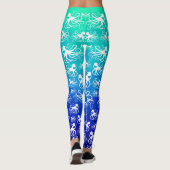 青レギンスへの緑の白いタコ レギンス (裏面)