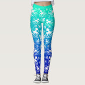 青レギンスへの緑の白いタコ レギンス (正面)