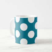 青レトロのスタイルの白い点 コーヒーマグカップ (正面左)