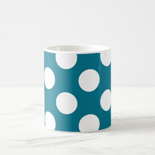青レトロのスタイルの白い点 コーヒーマグカップ (中央)