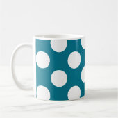 青レトロのスタイルの白い点 コーヒーマグカップ (左)