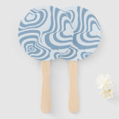 青レトロ旋回Groovy Y2Kパターン ハンドファン (正面&裏面)