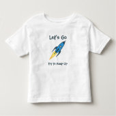 青ロケットやる気を起こさせる船宇宙へ行こう トドラーTシャツ (正面)