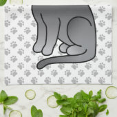 青ロシアのい可愛い猫イラストレーション&ポーズ キッチンタオル (折り畳み)